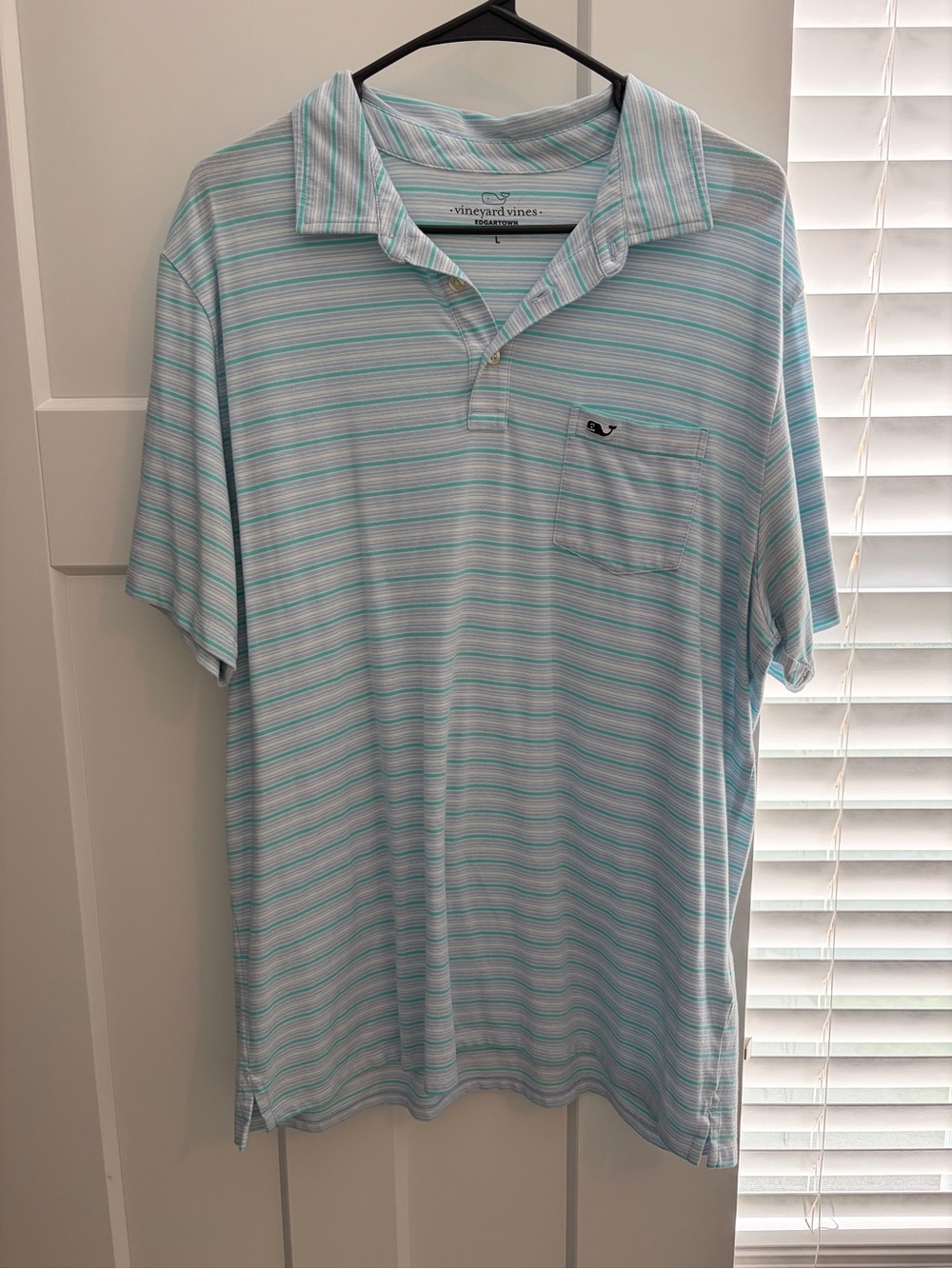 Vineyard Vines Edgartown Blue Aqua Striped Polo Men’s Large